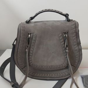 Rebecca Minkoff Small Vanity Saddle Shoulder Handbag / Grey